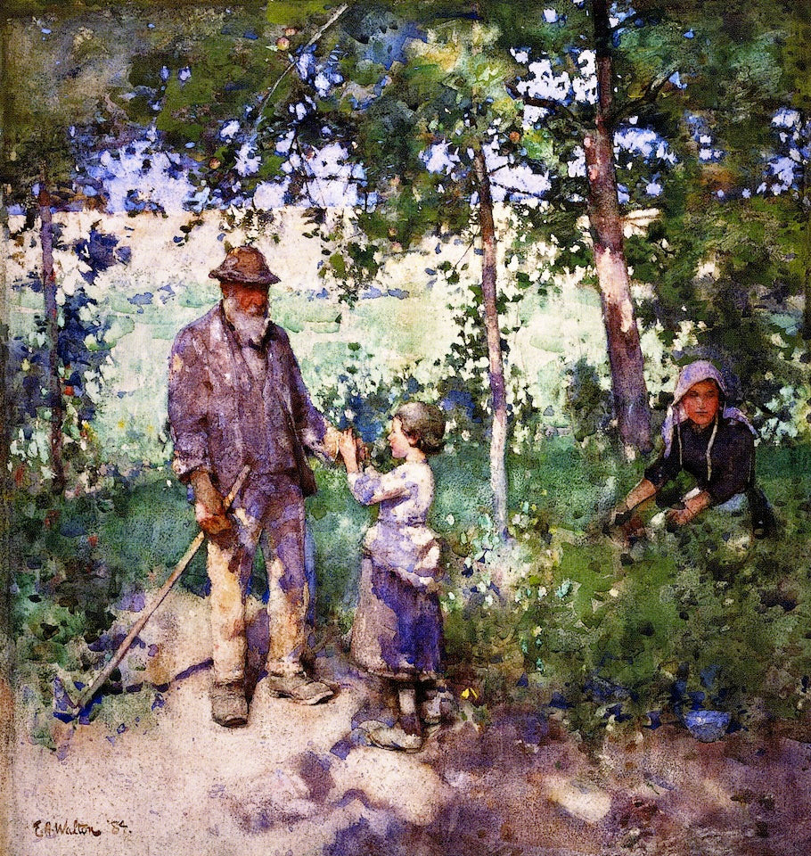 Grandfather's Garden, vintage artwork by Edward Arthur Walton, R.S.A., P.R.S.W., 12x8" (A4) Poster