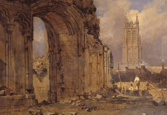 The Chapel of St Joseph of Arimathea, Glastonbury, from the south-east, vintage artwork by Samuel Prout, 12x8" (A4) Poster