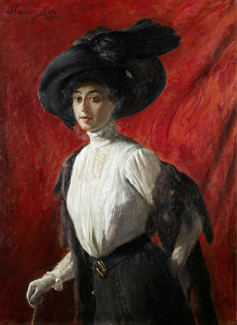 Portrait of Adelina Campriani, vintage artwork by Alceste Campriani, 12x8" (A4) Poster