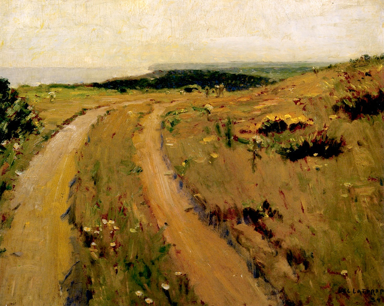 Road along the Bluff, vintage artwork by William Langson Lathrop, 12x8" (A4) Poster