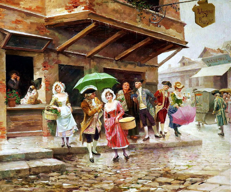 nt Scene at the Market by Mariano Alonso Perez y Villagrossa,A3(16x12")Poster