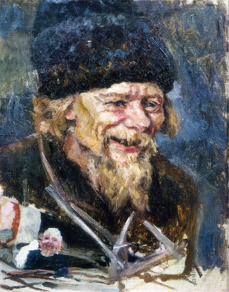 Head of a Grinning Priest, vintage artwork by Vasili Ivanovich Surikov, 12x8" (A4) Poster