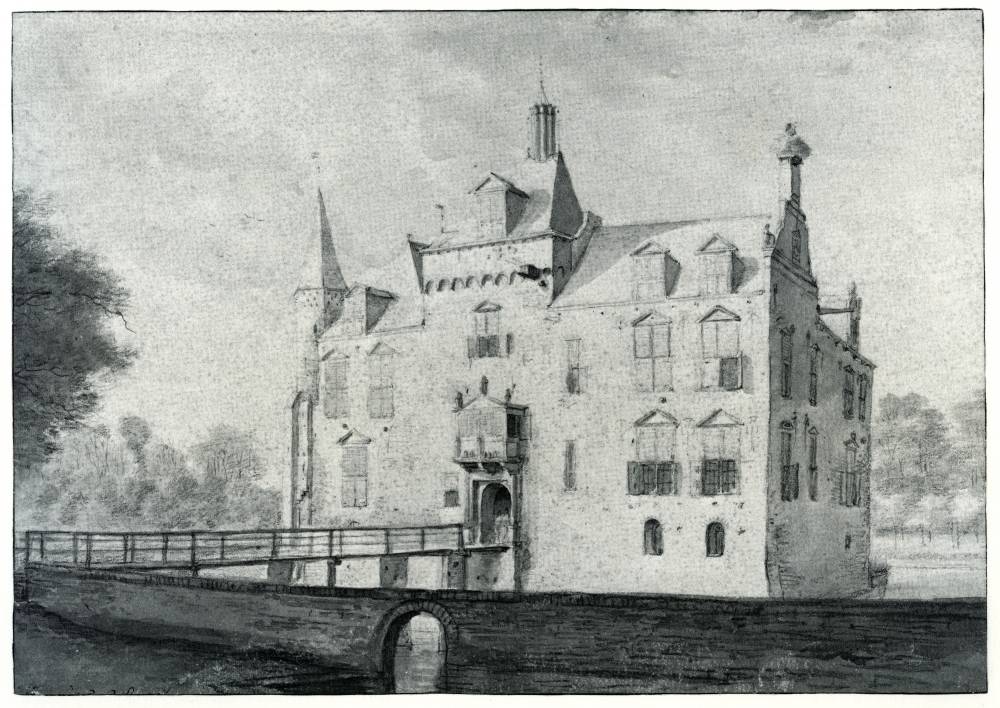 Kasteel Rijnenburg in Jutphaas, vintage artwork by Roelant Roghman, 12x8" (A4) Poster