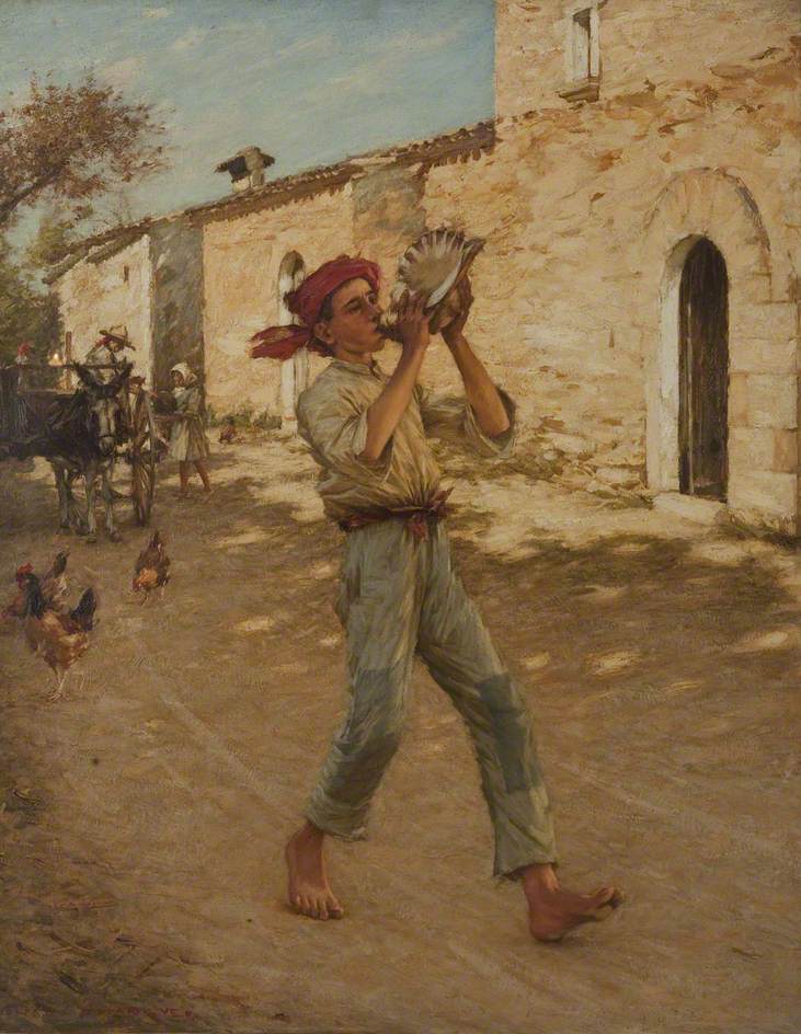 Crying Fish in Spain, vintage artwork by Henry Herbert la Thangue, 12x8" (A4) Poster