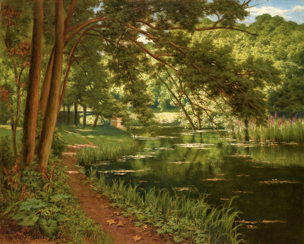 Au bord du lac, vintage artwork by Henri Biva, 12x8" (A4) Poster