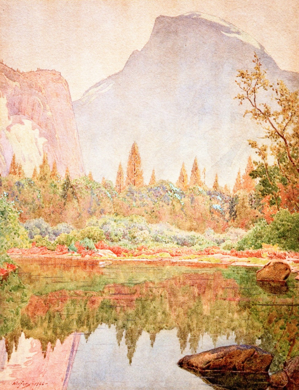 Half Dome, Yosemite, vintage artwork by Gunnar Widforss, 12x8" (A4) Poster
