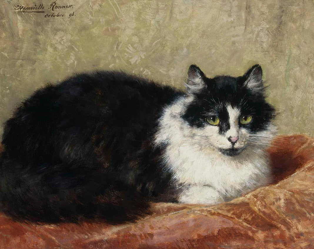 A Cat on a Pillow, vintage artwork by Henriette Ronner-Knip, A3 (16x12") Poster Print