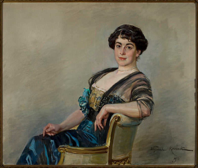 Portrait of Eugenia Jasieńska, vintage artwork by Wojciech Kossak, 12x8" (A4) Poster