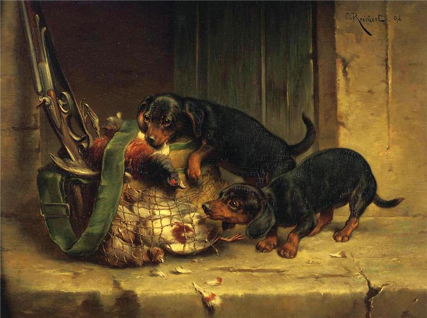 The Day's Trophies, vintage artwork by Carl Reichert, 12x8" (A4) Poster