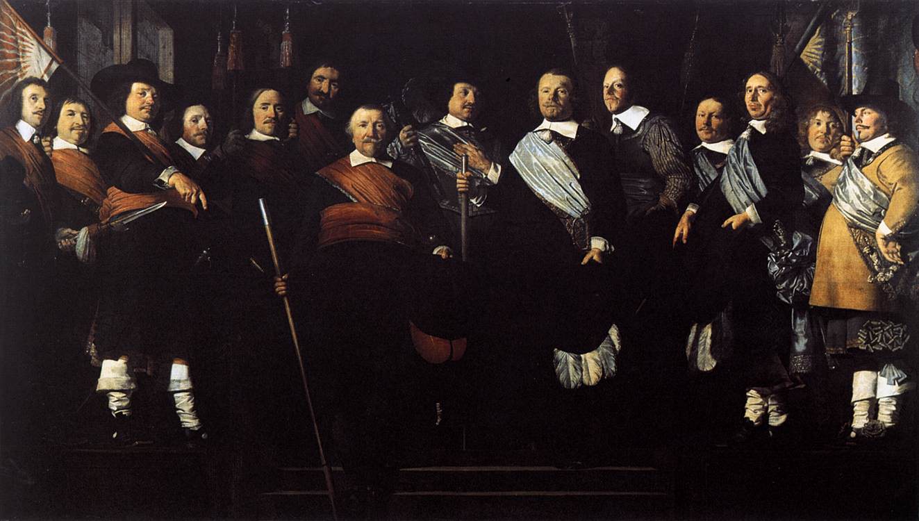 Officers and Standard-Bearers of the Old Civic Guard, vintage artwork by Caesar van Everdingen, 12x8" (A4) Poster