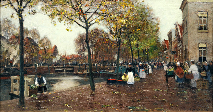Flower Market in Amsterdam by Heinrich Hermanns,A3(16x12")Poster