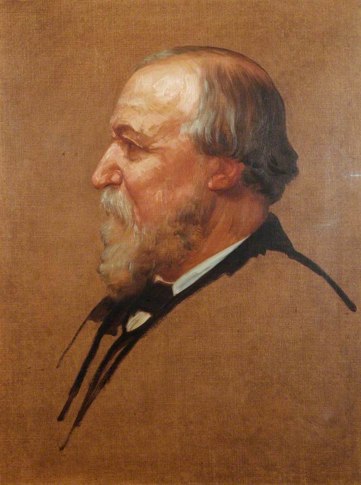 Robert Browning (1812-1889), vintage artwork by Alphonse Legros, 12x8" (A4) Poster