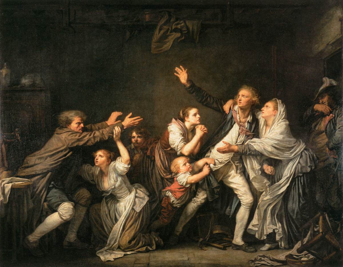 The Father's Curse: The Ungrateful Son, vintage artwork by Jean-Baptiste Greuze, 12x8" (A4) Poster