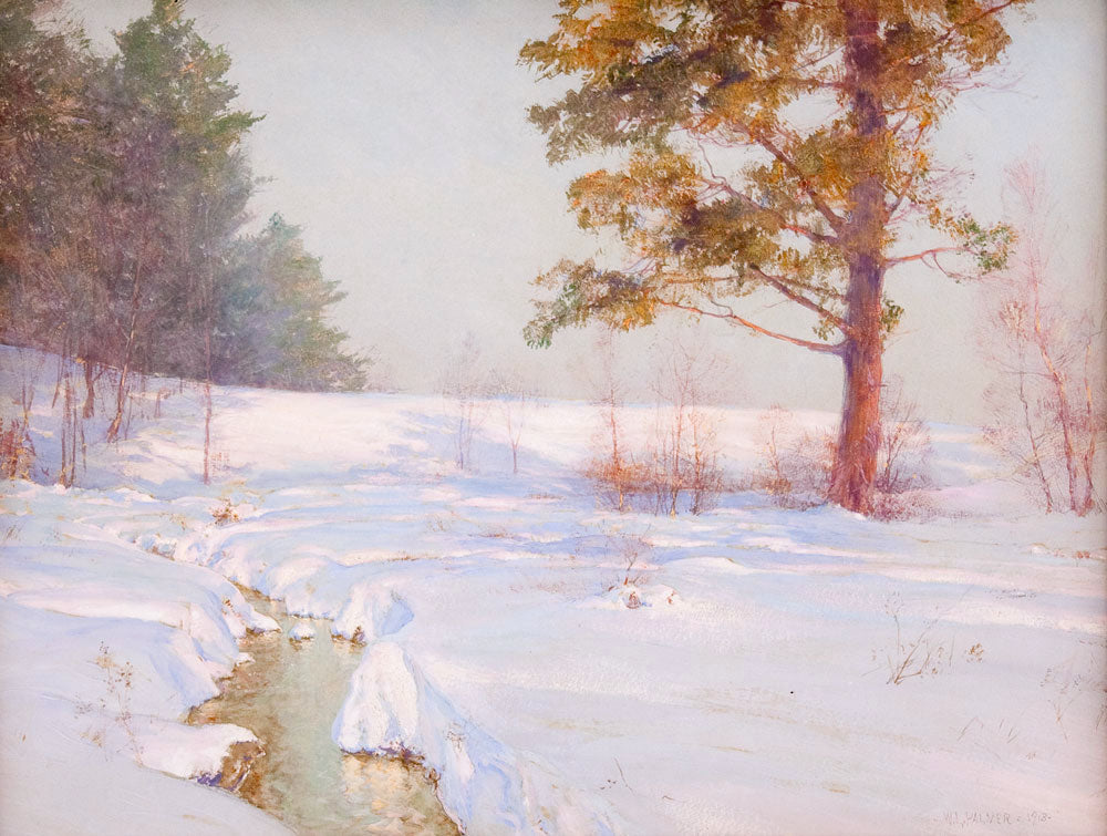 Stream in Winter, vintage artwork by Walter Launt Palmer, 12x8" (A4) Poster