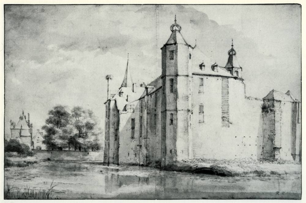 Slot Zuylen in Oud Zuylen Utrecht, vintage artwork by Roelant Roghman, 12x8" (A4) Poster