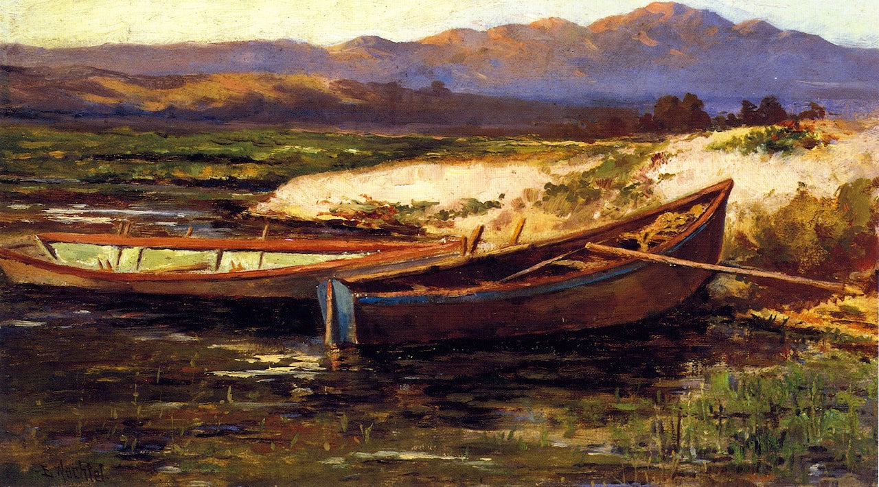 Boats Drawn up to Shore by Elmer Wachtel,A3(16x12")Poster