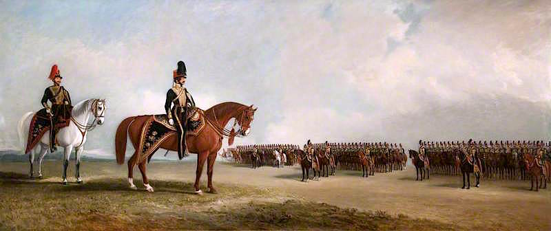 Lieutenant Colonel Sir Robert Tolver Gerard, Bt, and His Regiment, the Lancashire Hussars, on Parade, vintage artwork by John E. Ferneley, Sr, 12x8" (A4) Poster