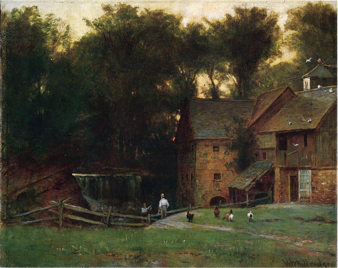 The Mill, Simsbury, Conn., vintage artwork by Thomas Worthington Whittredge, 12x8" (A4) Poster
