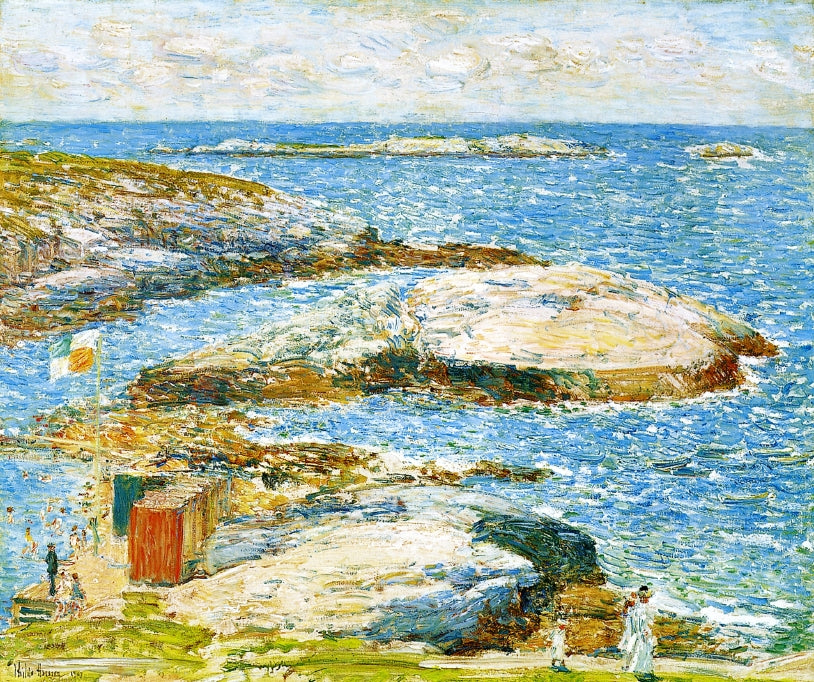 Bathing Pool, Appledore, vintage artwork by Childe Hassam, 12x8" (A4) Poster