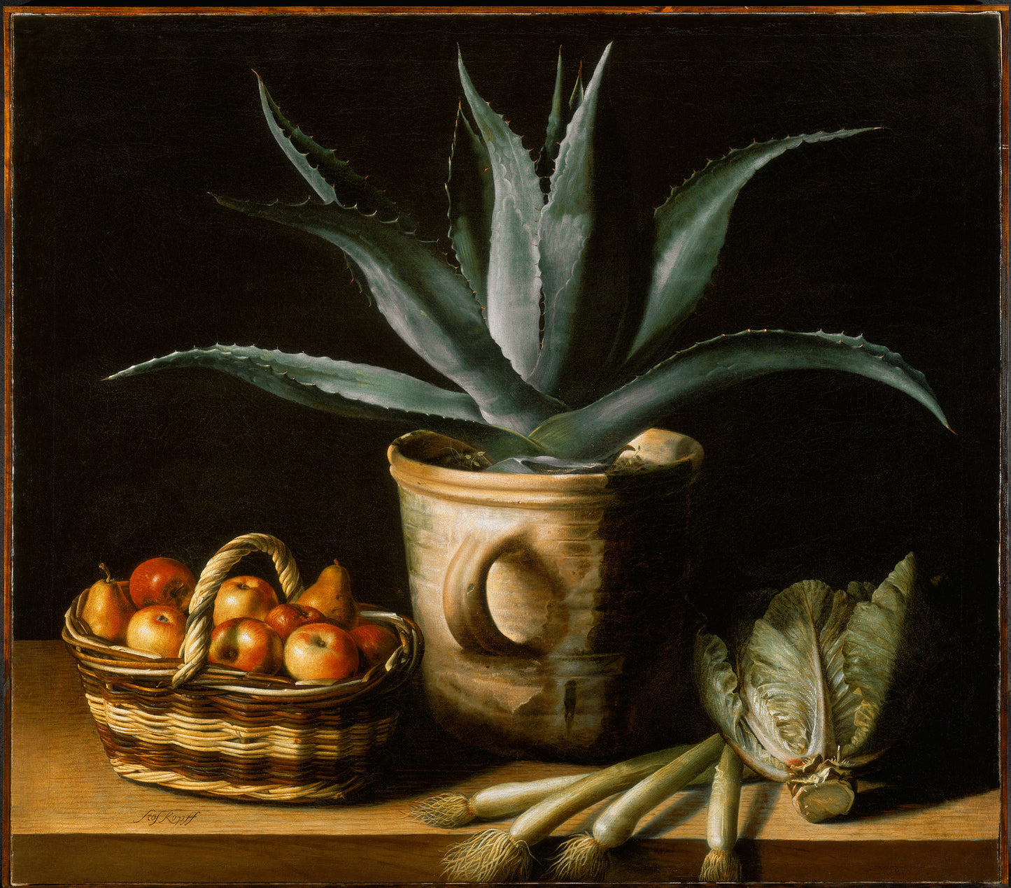 Still Life with Aloe Vera, vintage artwork by Sebastien Stoskopff, 12x8" (A4) Poster