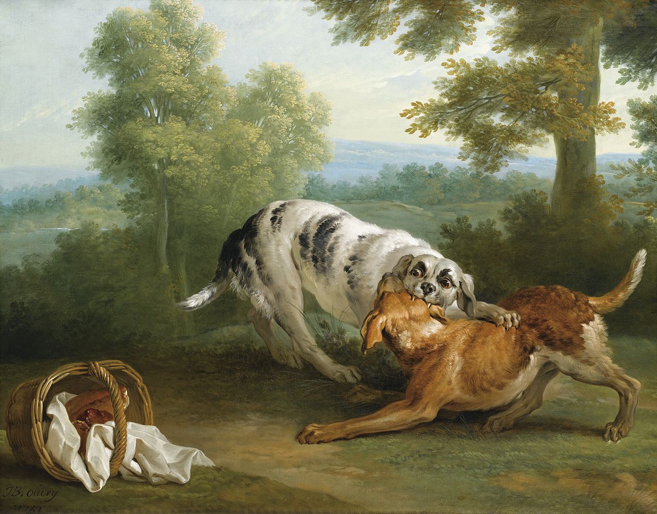 The dog carring his dinner to his master, vintage artwork by Jean-Baptiste Oudry, 12x8" (A4) Poster