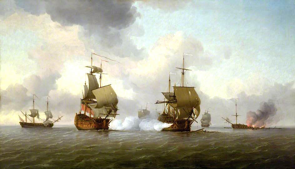 The Capture of the 'Glorioso', 8 October 1747, vintage artwork by Charles Brooking, 12x8" (A4) Poster