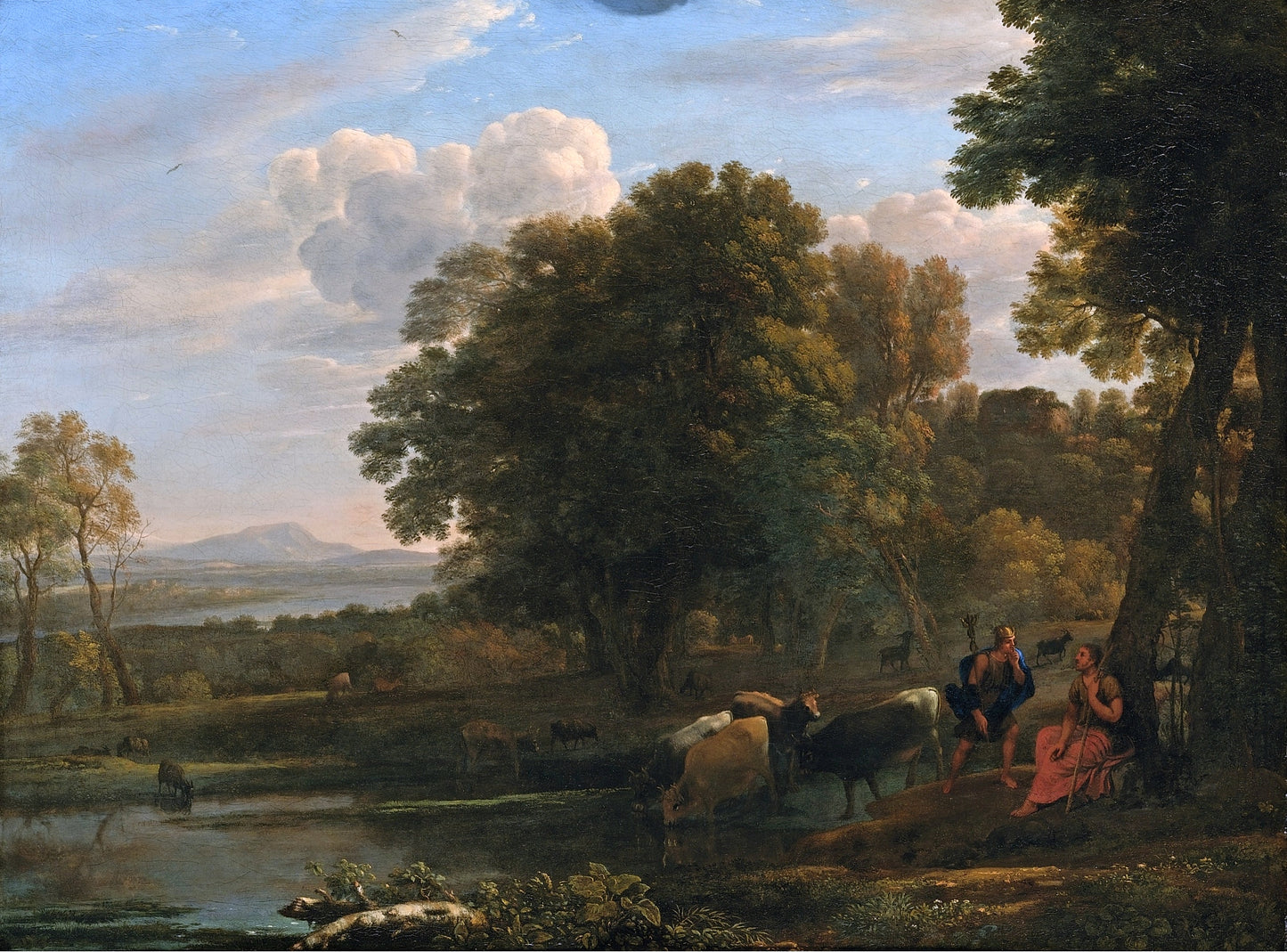 An Evening Landscape with Mercury and Battus, vintage artwork by Claude Lorrain, 12x8" (A4) Poster