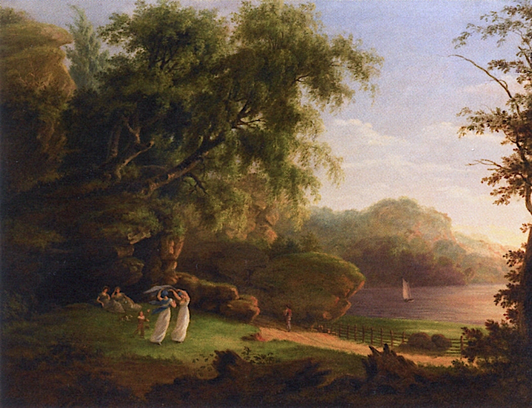 Picnic by the Lake, vintage artwork by Thomas Birch, 12x8" (A4) Poster