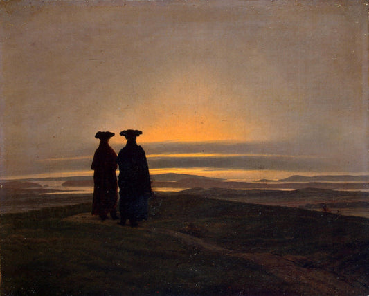 Sunset with ''Brothers'', vintage artwork by Caspar David Friedrich, 12x8" (A4) Poster