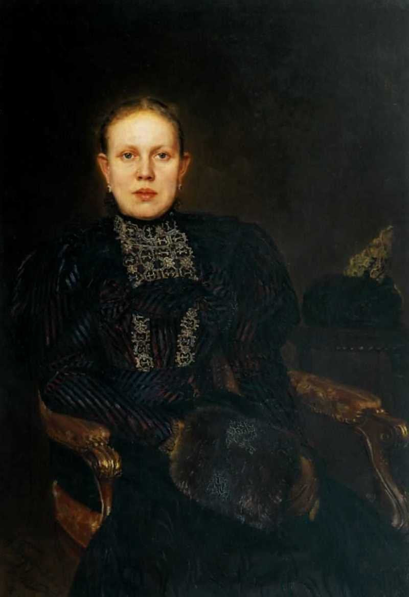 Portrait of O.F. Buryshkina, vintage artwork by Nikolai Bodarevsky, 12x8" (A4) Poster