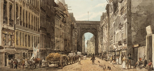 La Rue St Denis, vintage artwork by Thomas Girtin, 12x8" (A4) Poster