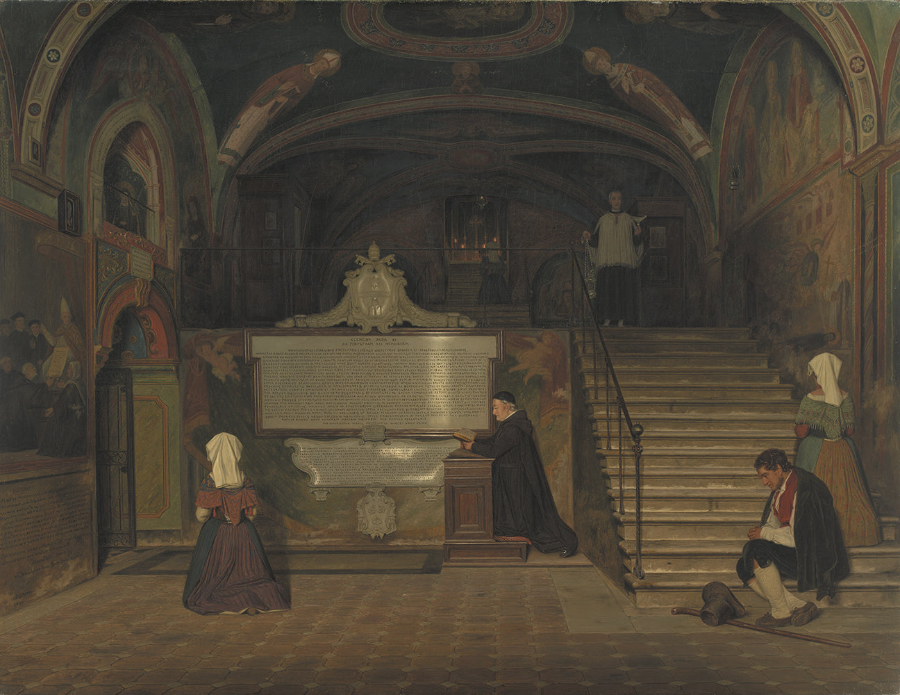 The Crypt in the Monastry of San Benedetto in Subiaco, Italy, vintage artwork by Martinus Rørby e, A3 (16x12") Poster Print