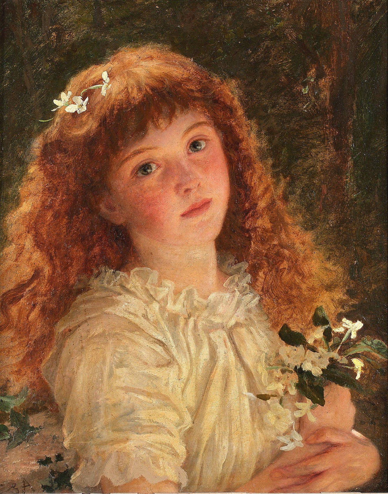 The young flower girl, vintage artwork by Sophie Gengembre Anderson, 12x8" (A4) Poster