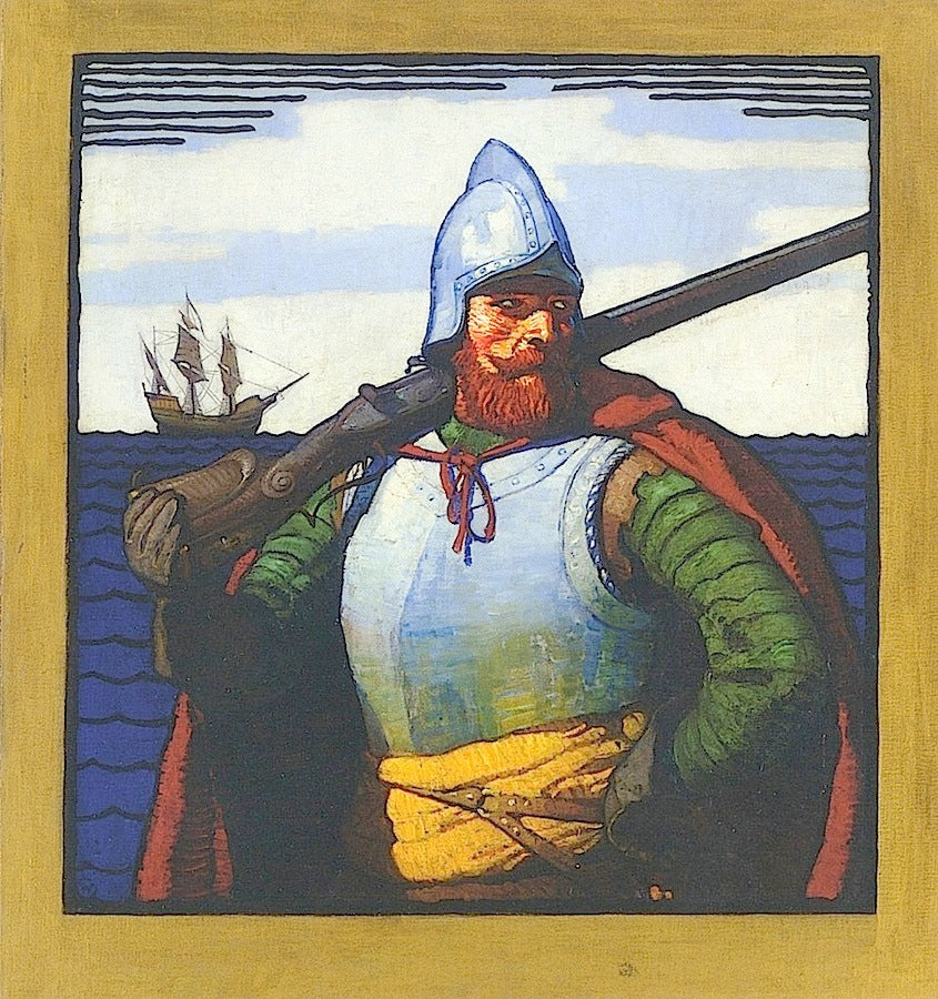 Miles Standish by Newell Convers (N.C.) Wyeth,16x12(A3) Poster