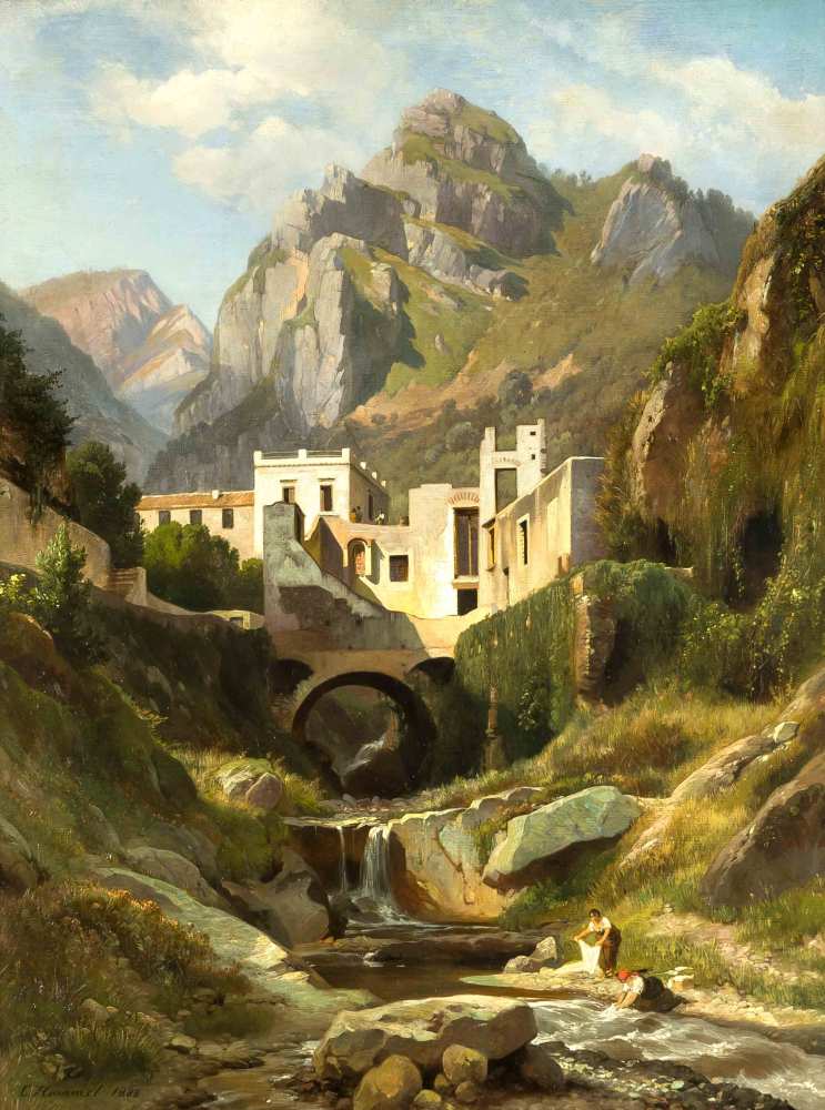 Monte Marcone and Forcella, vintage artwork by Carl Maria Nicolaus Hummel, A3 (16x12") Poster Print