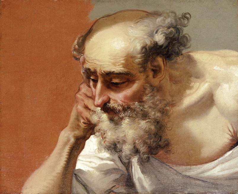 Head Study of an Elderly Bearded Man, vintage artwork by Mauro Gandolfi, 12x8" (A4) Poster
