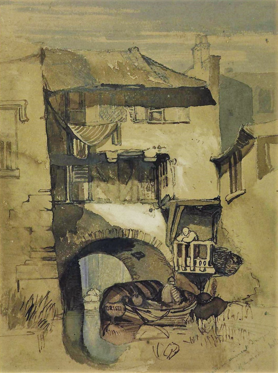 Castle Ditch, Bristol, vintage artwork by William James Müller, A3 (16x12") Poster Print