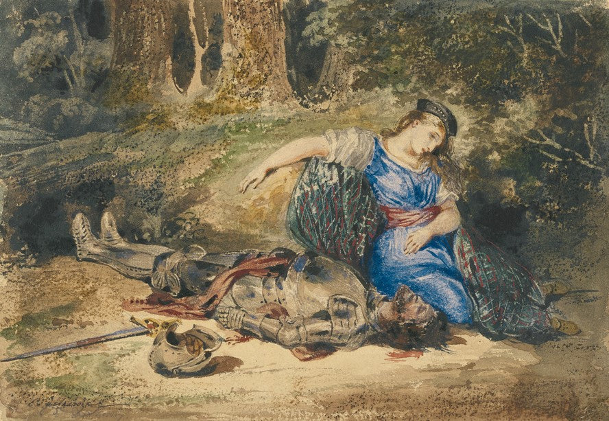 The Death of Lara, vintage artwork by Eugène Delacroix, A3 (16x12") Poster Print