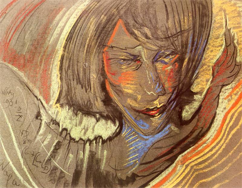 Portrait of Zofia Jagodowska, vintage artwork by Stanislaw Witkiewicz, 12x8" (A4) Poster