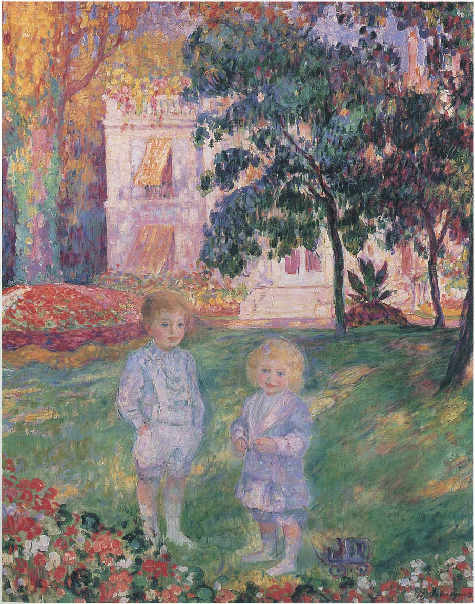 Children in the garden, vintage artwork by Henri Lebasque, 12x8" (A4) Poster
