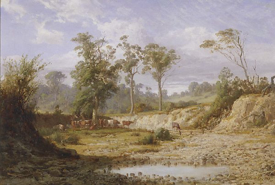 Goodman's Creek, Bacchus Marsh, Victoria, vintage artwork by Louis Buvelot, A3 (16x12") Poster Print