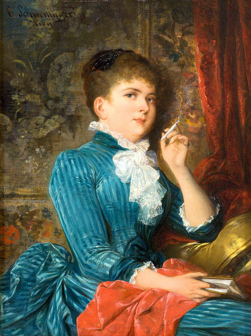 Lady with a Cigarette by Karl Schweninger Jr.,A3(16x12")Poster