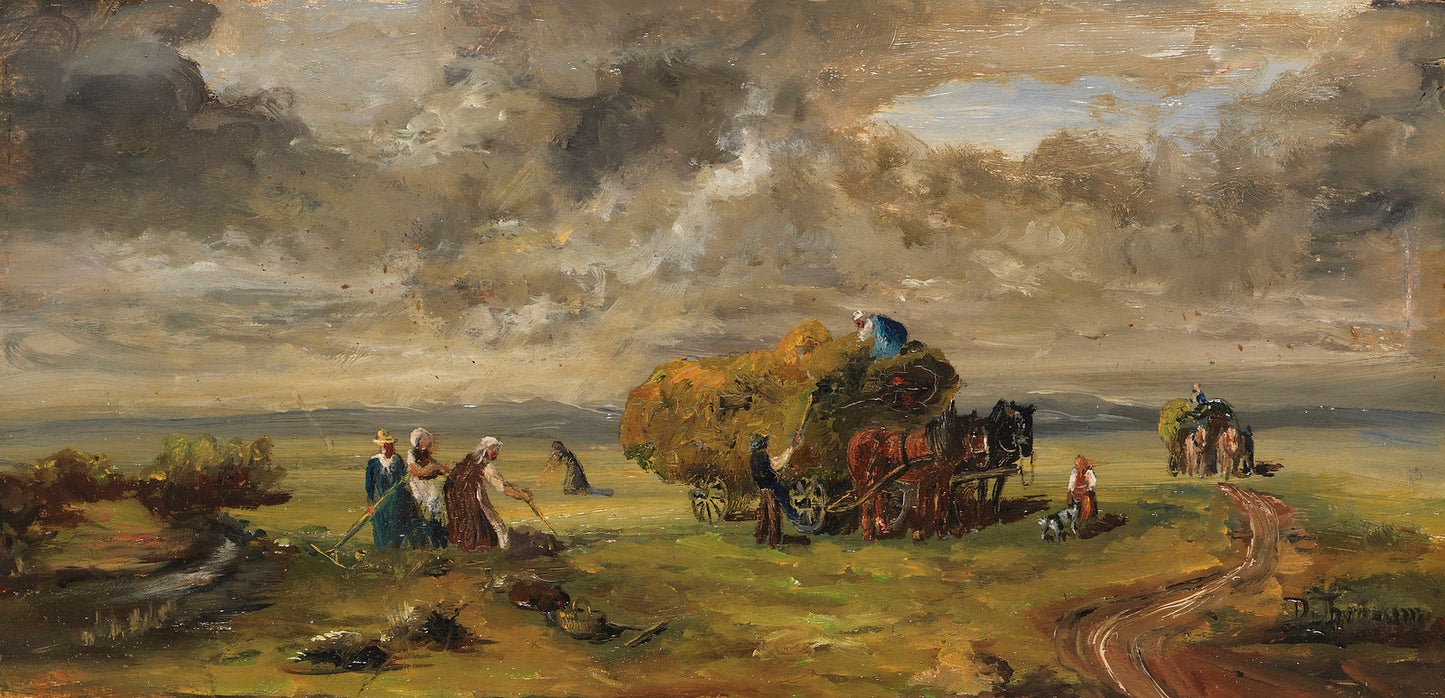 Hay Harvesting, vintage artwork by Desire Thomassin-Renardt, 12x8" (A4) Poster