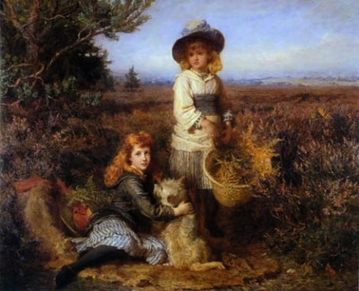 Among the fernes, vintage artwork by Karl Wilhelm Friedrich Bauerle, 12x8" (A4) Poster