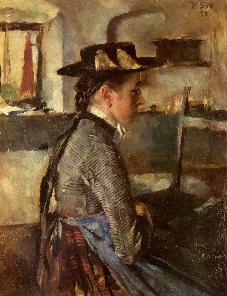 Anticipation, vintage artwork by Wilhelm Leibl, 12x8" (A4) Poster
