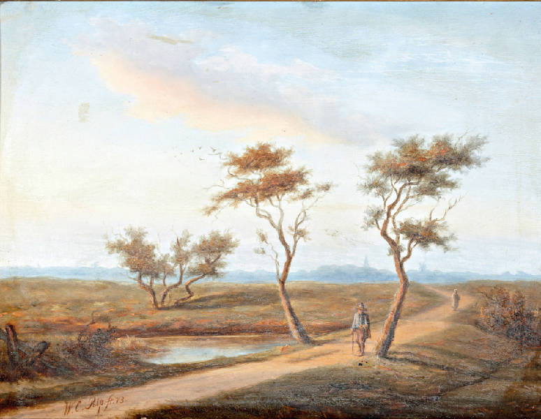 Sunny Day with Hikers on Country Road by Willem Cornelis Rip,A3(16x12")Poster