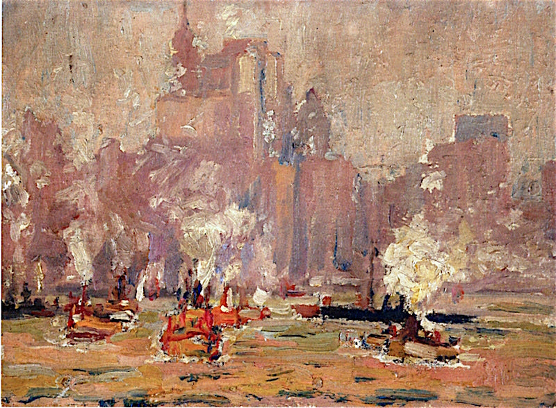 On the East River, vintage artwork by Frederick Usher De Voll, 12x8" (A4) Poster