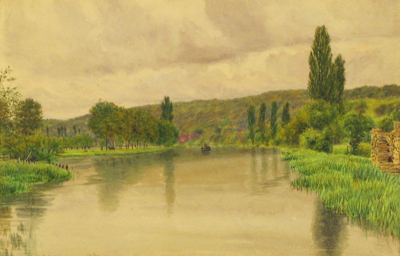 The Thames at Mapledurham, vintage artwork by George Price Boyce, R.W.S., 12x8" (A4) Poster