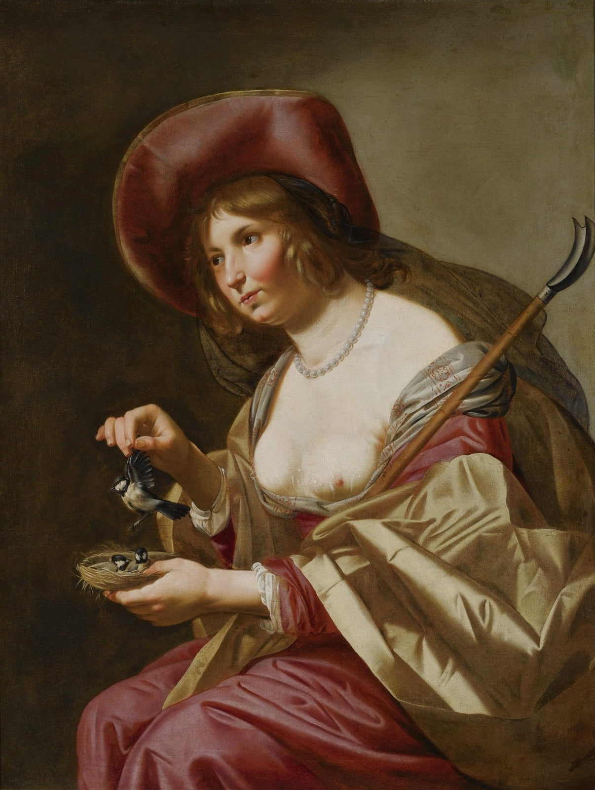 A Young Shepherdess, vintage artwork by Jan van Bijlert, 12x8" (A4) Poster