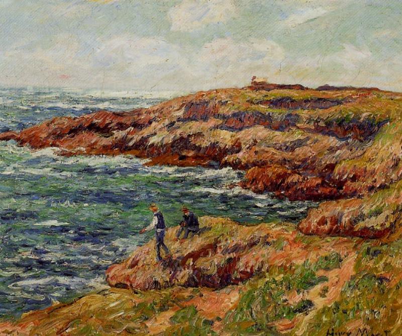 Fishermen on the Breton Coast, vintage artwork by Henry Moret, 12x8" (A4) Poster